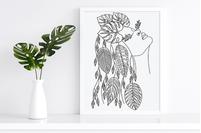 Plant Lady SVG, Woman With Plants SVG, Plant Head Woman Art