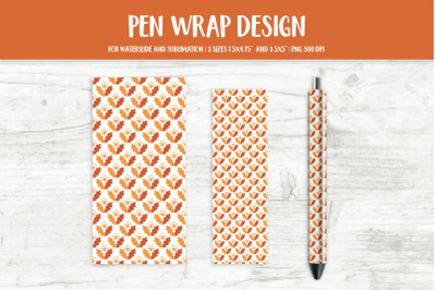 Fall Leaves Pen Sublimation Wrap. Autumn Epoxy Pen Wrap PNG