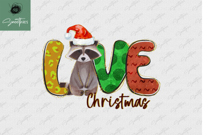 Raccoon Loves Christmas Love Animals