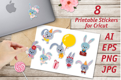 Bunny party &2F; Printable Stickers Cricut Design