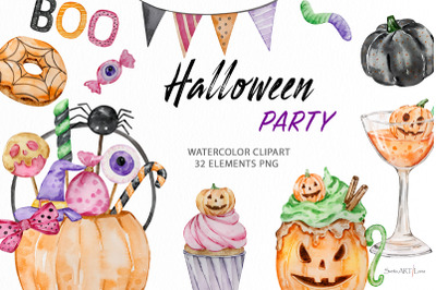 Watercolor Halloween Candy Clipart