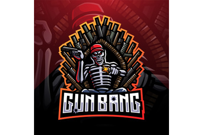 Gun bang skeleton king esport mascot logo