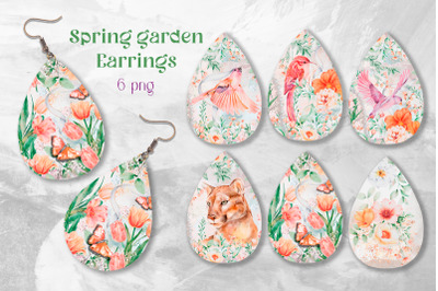 Spring Teardrop Earring Sublimation Floral earrings template