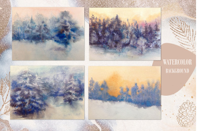 Merry Christmas. Watercolor collection