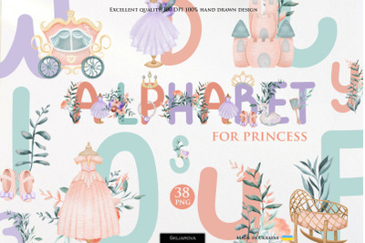 Princess alphabet clipart