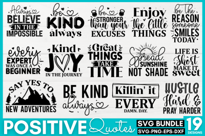 Positive Quotes SVG Bundle, Motivational SVG Bundle