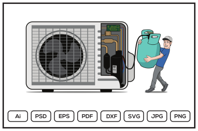 HVAC service with character design illustration