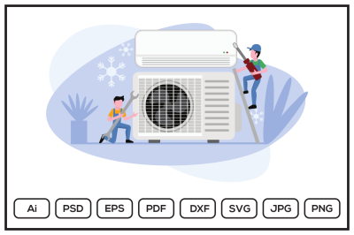HVAC character design illustration