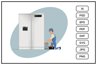 HVAC service character design illustration