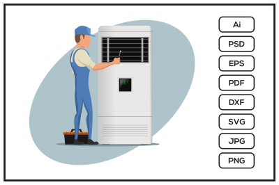 HVAC service character design illustration