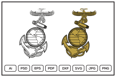 United State Marine Corps Eagle Globe and Anchor ega design