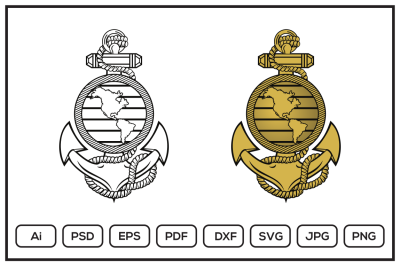 United State Marine Corps Globe and Anchor ega design