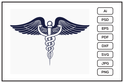 Medical caduceus symbol design illustration
