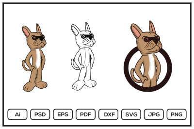 French Bulldog Cartoon Character design illustration