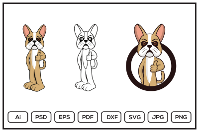 French Bulldog Cartoon Character design illustration