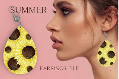Watercolor sunflowers earrings png sublimation design