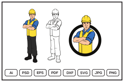 Construction Employee Character design illustration