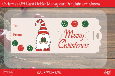 Christmas gift card holder template SVG&2C; Christmas Gnome money card ho