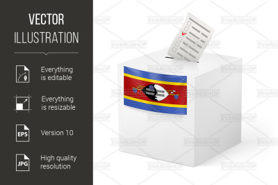 Ballot box with voting paper. Swaziland