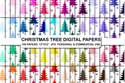 Christmas tree digital papers, Christmas background paper