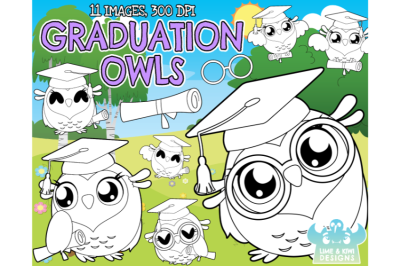 Graduation Owls Digital Stamps - Lime and Kiwi Designs