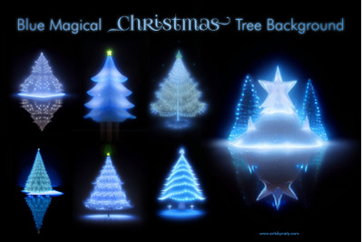 Blue Magical Christmas Tree Background