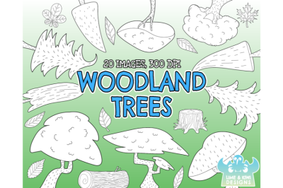 Woodland Trees Digital Stamps - Lime and Kiwi Designs