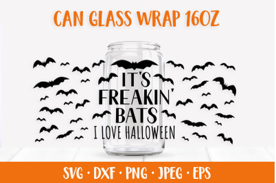 Halloween Glass Can Wrap SVG. Its Freakin bats Can Glass