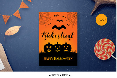 Halloween card printable. Trick or Treat.