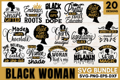 Black Woman SVG Bundle, Afro Woman SVG Bundle