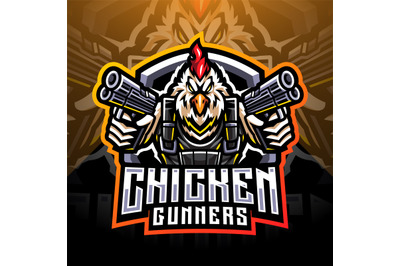 Chicken gunners mascot logo design