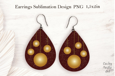 Christmas toy balls teardrop earrings sublimation design