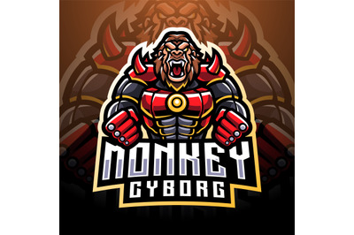 Monkey cyborg esport mascot logo