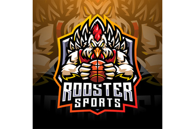 Rooster sports esport mascot logo design