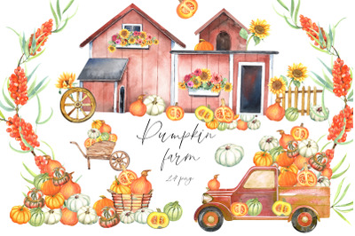 Pumpkin farm clipart Set