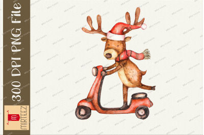 Christmas Reindeer Riding Motorbike