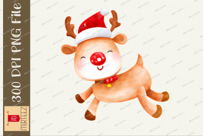 Christmas Cute Reindeer Wear Santa Hat