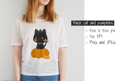 Black Cat sublimation | Halloween PNG clipart