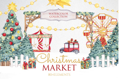 Watercolor Christmas Market Collection