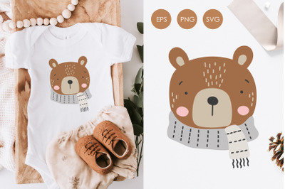 Winter Bear SVG&2C; Baby bear Svg&2C; Baby Animal Svg&2C; Christmas Bear Png