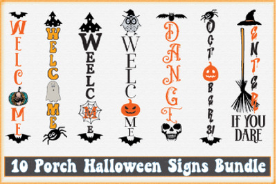 10 Porch Halloween Signs Bundle