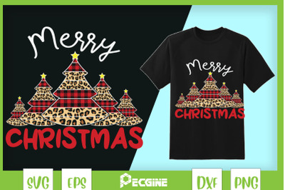 Merry Christmas Retro Tree Leopard