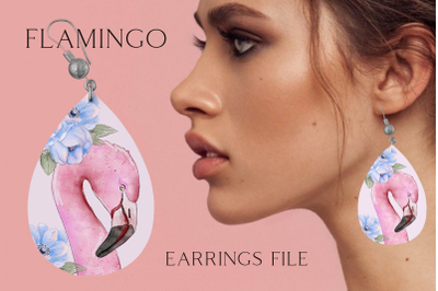 Watercolor flamingo earrings sublimation design png