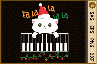 Cute Christmas Cat Playing Piano