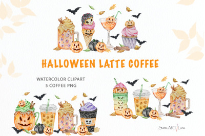 Watercolor Horror Fall Coffee Clipart Png