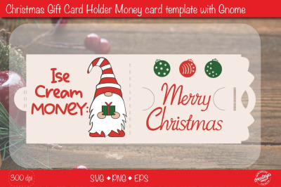 Money card holder with Gnome| Christmas gift card holder template SVG&2C;