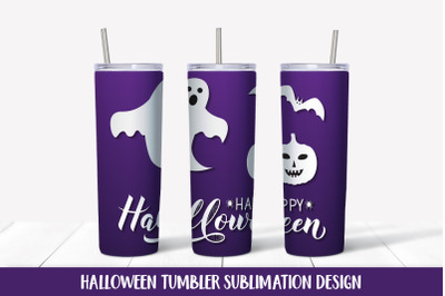 Halloween Tumbler Sublimation Wrap. Cute Ghost  Tumbler