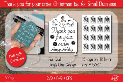 Thank you for your order| Christmas Thank you tags| Foil quill design
