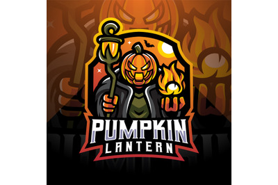 Pumpkin lantern esport mascot logo