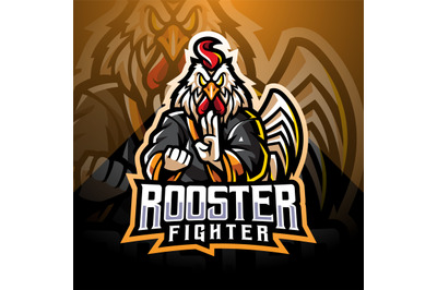 Rooster fighter esport mascot logo design